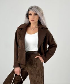 Koyu Kahve Yumuşak Kaşe Ceket Kaban