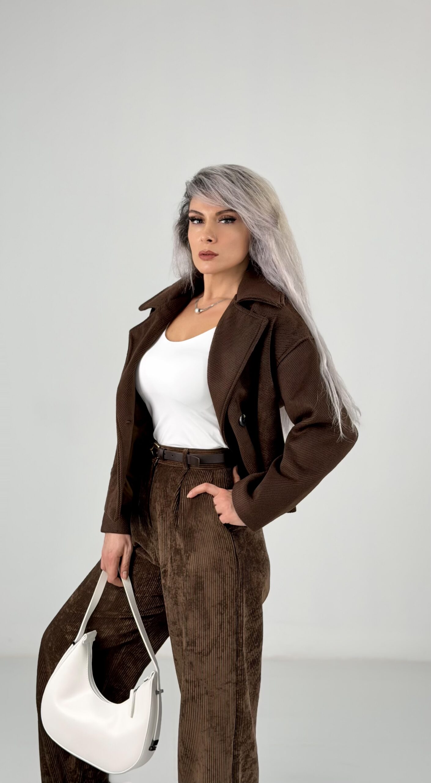 Koyu Kahve Yumuşak Kaşe Ceket Kaban - Görsel 3