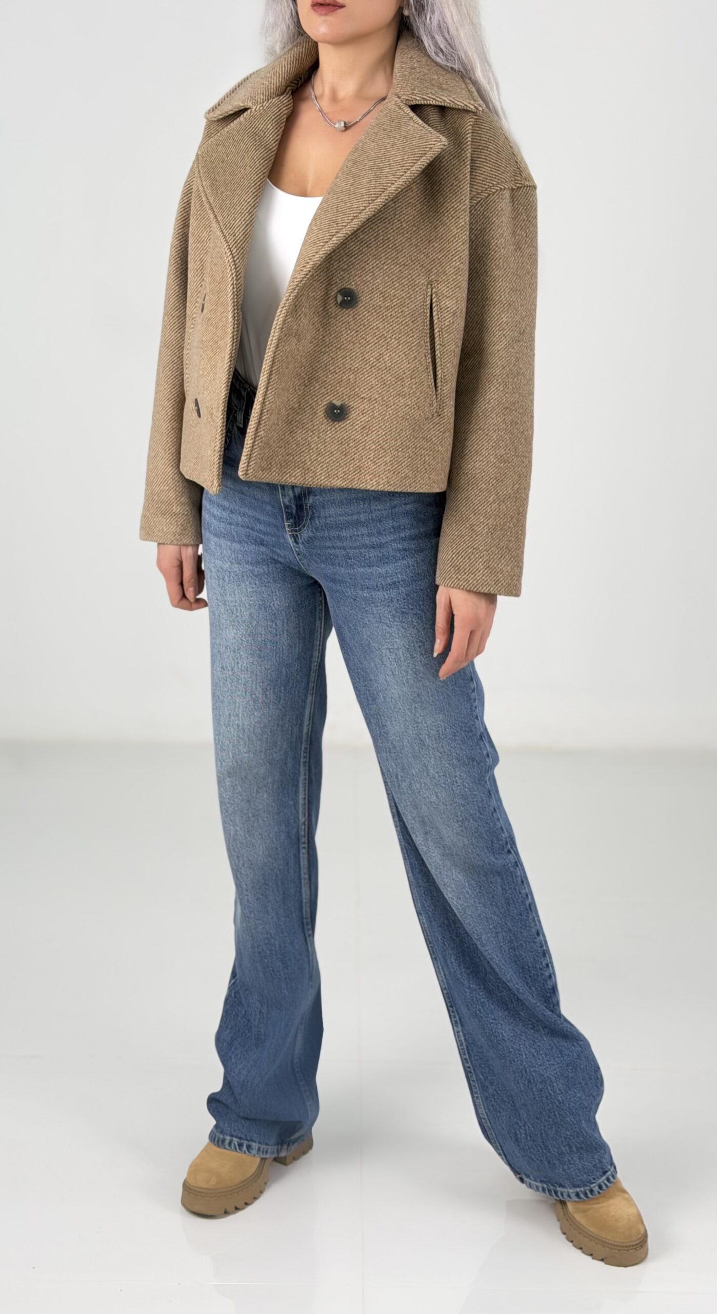 Camel Yumuşak Kaşe Ceket Kaban - Görsel 2