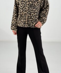 Alternative view of Leopar Desen Fermuarlı Peluş Ceket Mont