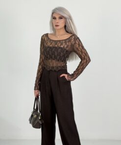 Alternative view of Kahve Yüksek Bel Kaşe Palazzo Pantolon