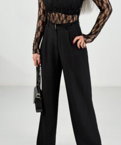 Alternative view of Siyah Dantel Likralı Transparan Bluz