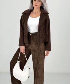 Alternative view of Kahve Kadife Fitilli Palazzo Pantolon